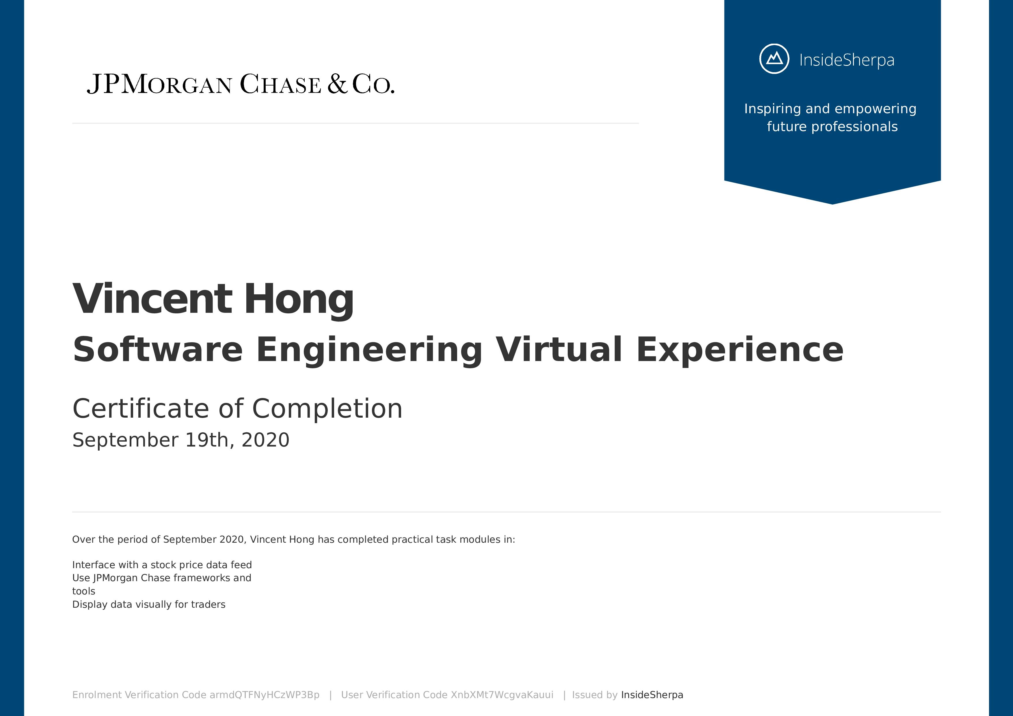 JPMorgan Software Engineering Virtual Experience
