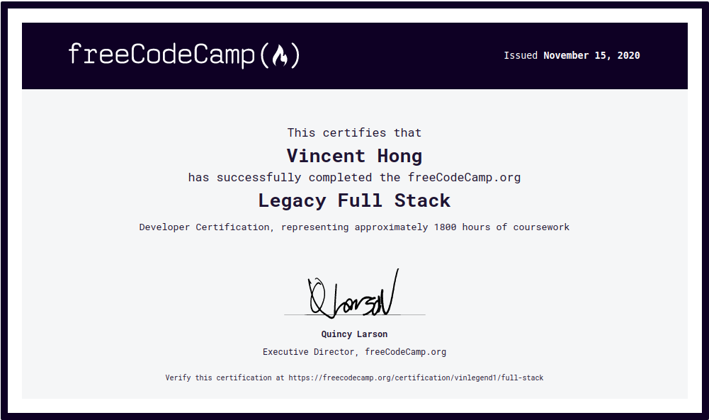 freeCodeCamp Legacy Full Stack Certification